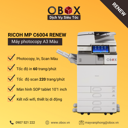 Máy photocopy in đa năng màu A3 Ricoh MP C6004 Renew